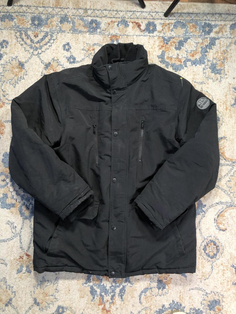 Ben Sherman Coat Mens XL Black Parka Full Zip Insulated Lined Pockets Winter